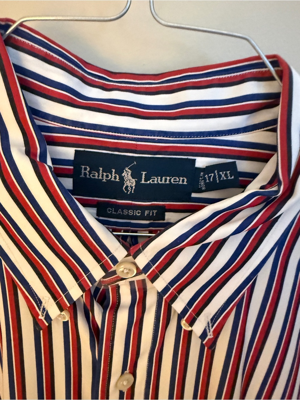Ralph Lauren Striped Button-Down Shirt in Red, Navy & White - Picture 2 of 3